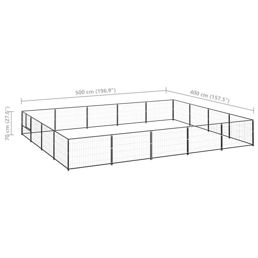Helloshop26 - Chenil extérieur cage enclos parc animaux chien noir 20 m² acier - Imagen 2