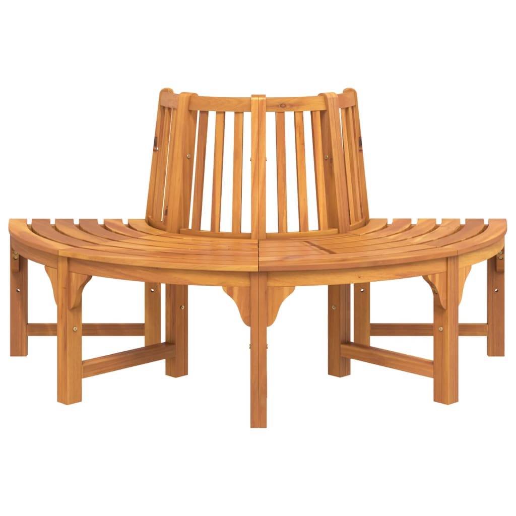 Helloshop26 - Banc de jardin meuble de patio d'extérieur terrasse demi-circulaire tour d'arbre diamètre 160cm bois massif eucalyptus - Imagen 2