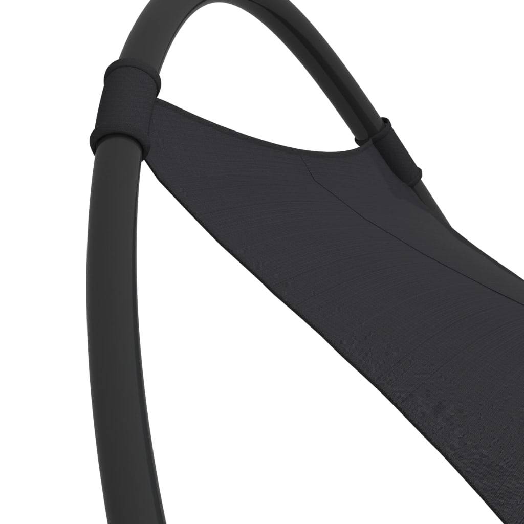 Helloshop26 - Transat chaise longue bain de soleil lit de jardin terrasse meuble d'extérieur à bascule avec roues acier et textilène noir - Imagen 4
