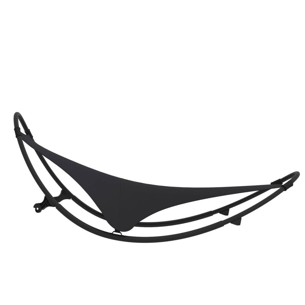 Helloshop26 - Transat chaise longue bain de soleil lit de jardin terrasse meuble d'extérieur à bascule avec roues acier et textilène noir - Imagen 3