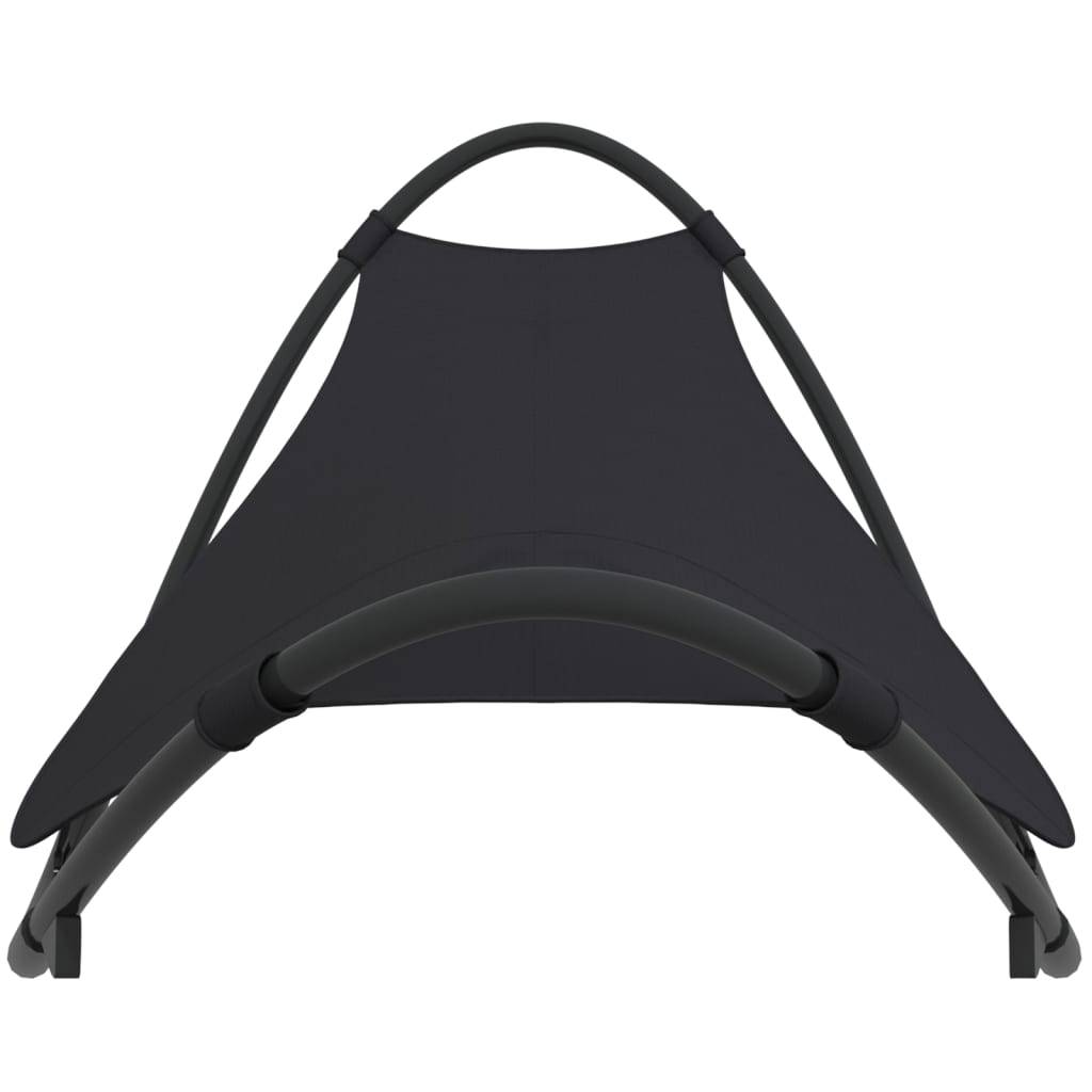 Helloshop26 - Transat chaise longue bain de soleil lit de jardin terrasse meuble d'extérieur à bascule avec roues acier et textilène noir - Imagen 2