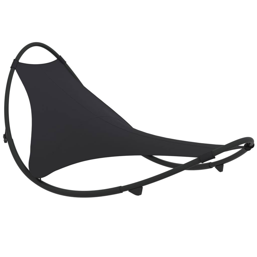 Helloshop26 - Transat chaise longue bain de soleil lit de jardin terrasse meuble d'extérieur à bascule avec roues acier et textilène noir - Imagen 1