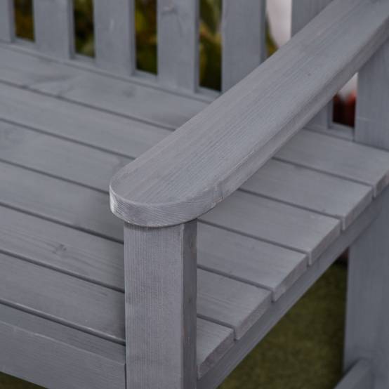 Banc de jardin 2 places en bois, résistant aux intempéries, avec dossier, charge maximale 240 kg, 143 x 51 x 85 cm, gris - Image 10