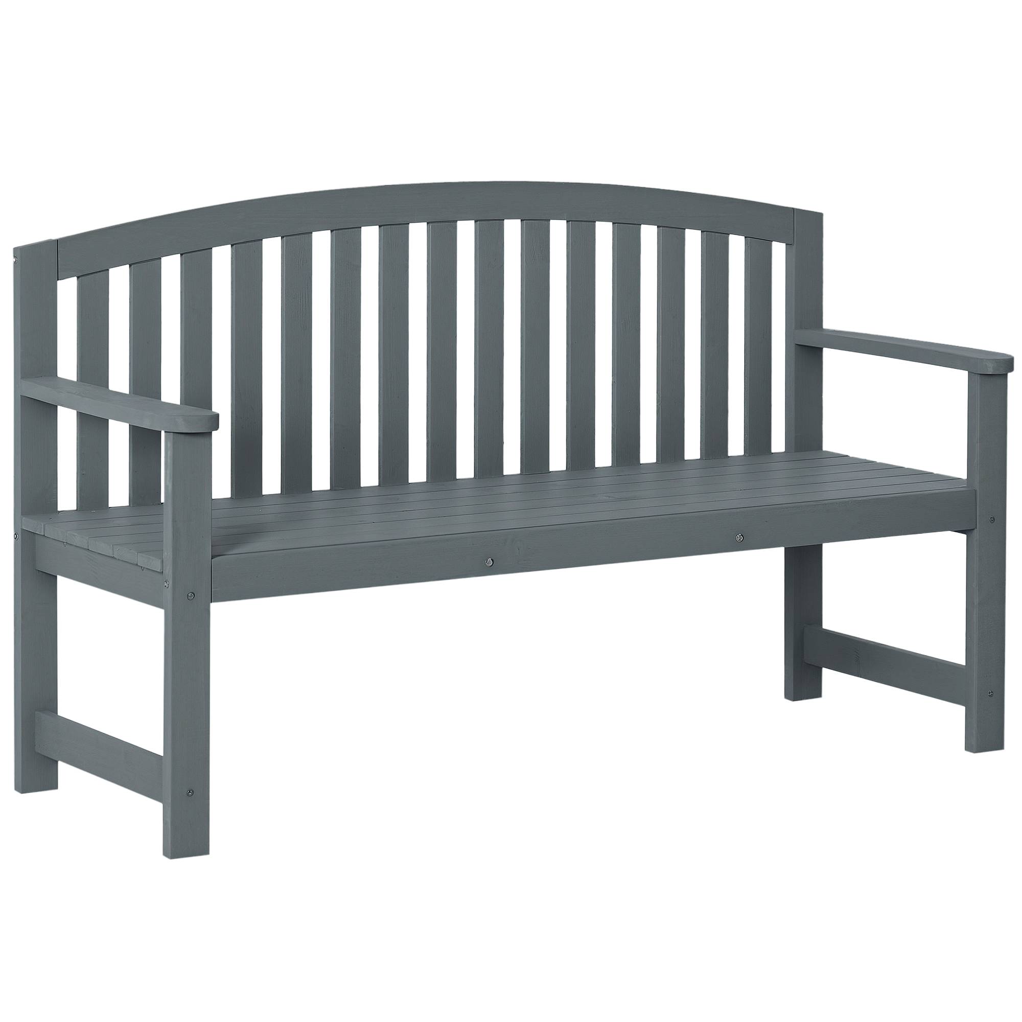 Banc de jardin 2 places en bois, résistant aux intempéries, avec dossier, charge maximale 240 kg, 143 x 51 x 85 cm, gris - Image 1
