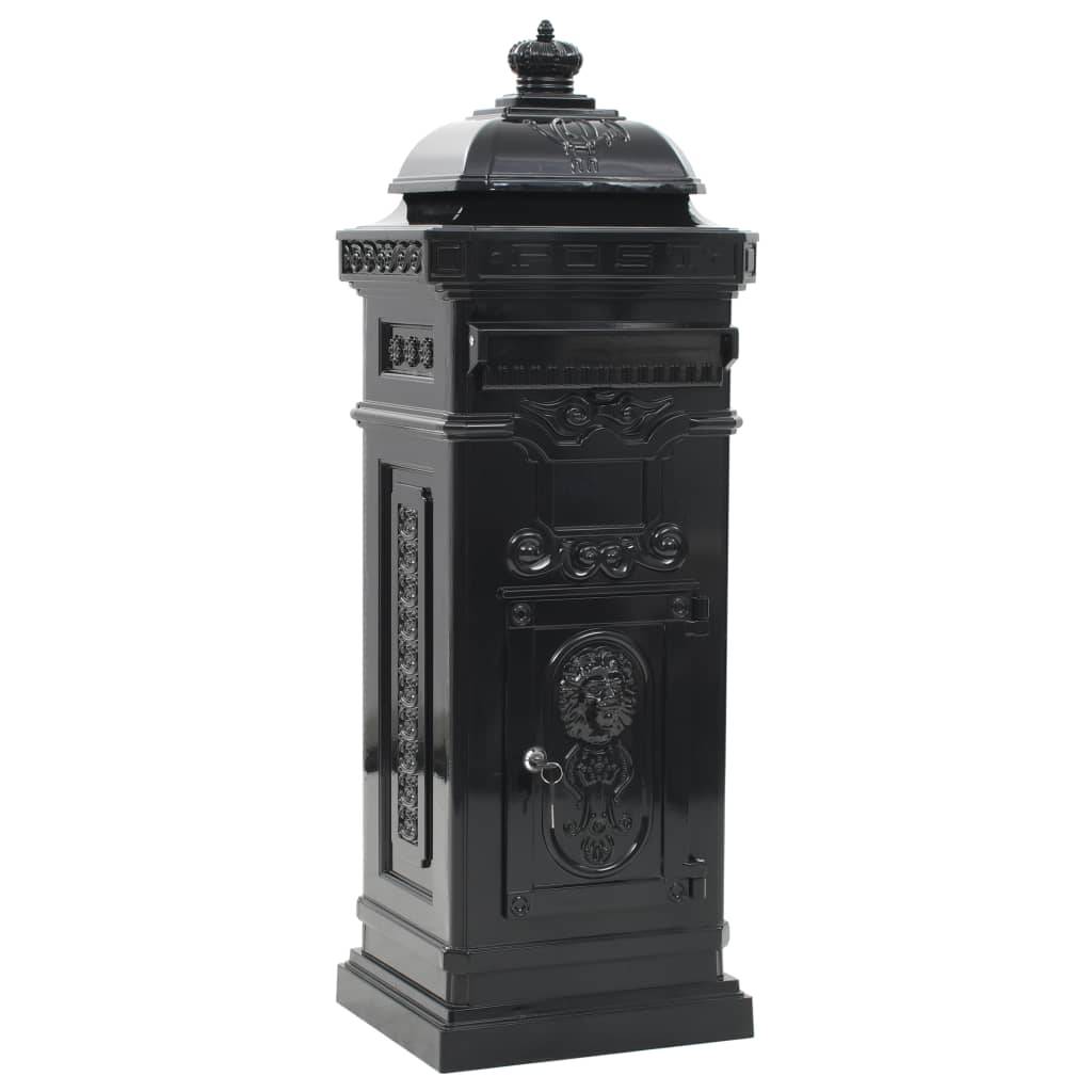 Boîte aux lettres à pilier aluminium vintage antirouille noir - Image 1