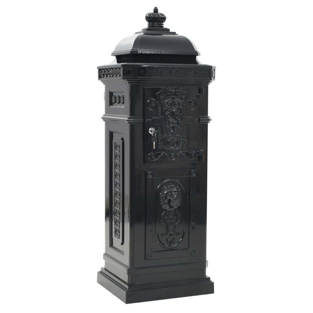 Boîte aux lettres à pilier aluminium vintage antirouille noir - Image 6