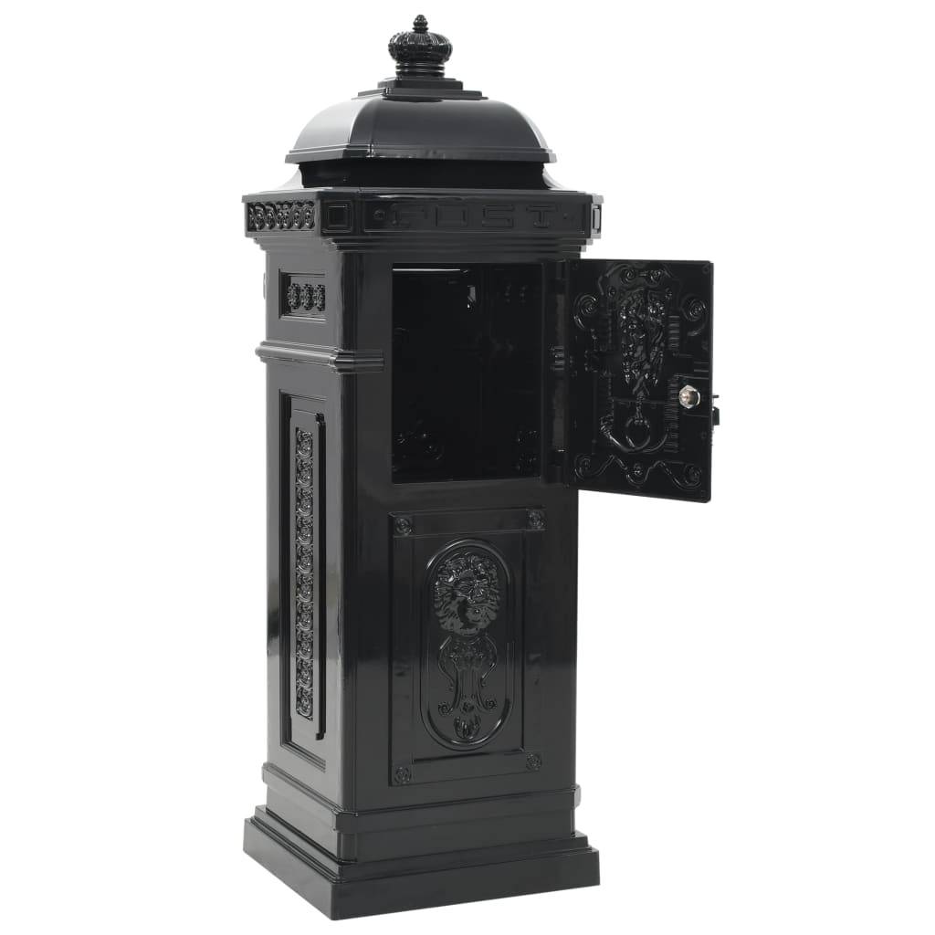 Boîte aux lettres à pilier aluminium vintage antirouille noir - Image 8