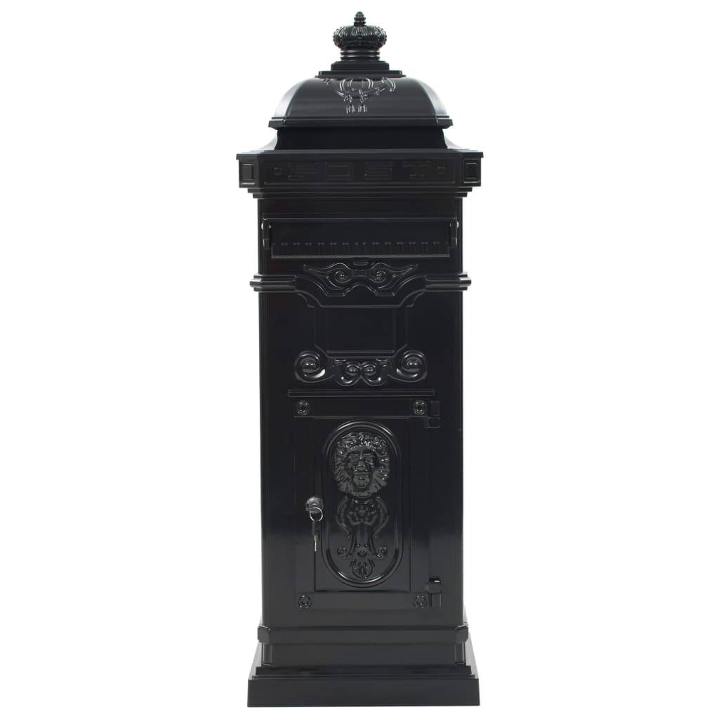 Boîte aux lettres à pilier aluminium vintage antirouille noir - Image 2