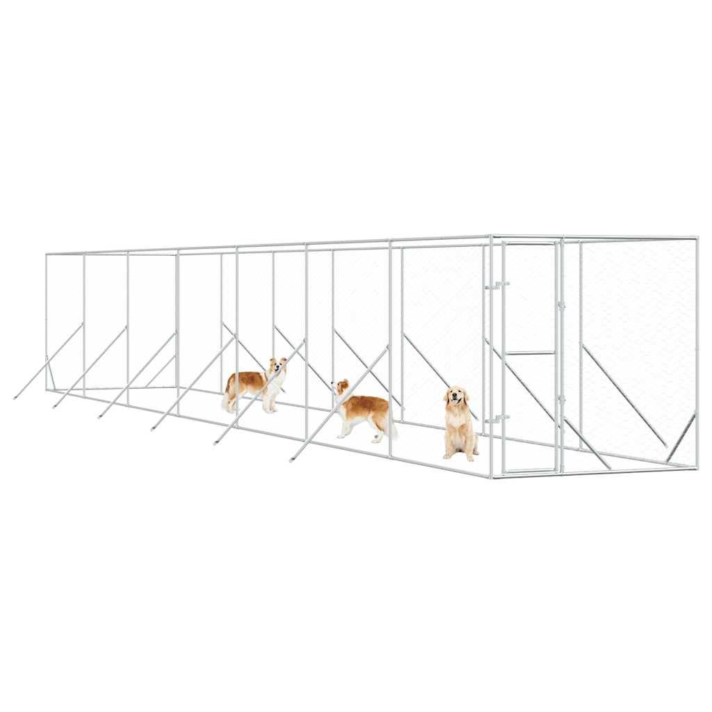 Chenil d'extérieur acier galvanisé argenté 200 x 1400 x 200 cm - PANGIVO - Image 3
