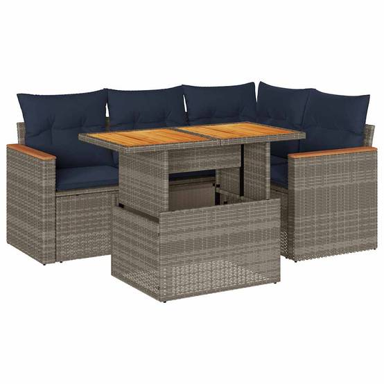 ComfortXL - Petit salon de jardin 5 pcs en résine tressée avec table relevable et rangement intégré Gris – ComfortXL Outdoor Living - Image 2