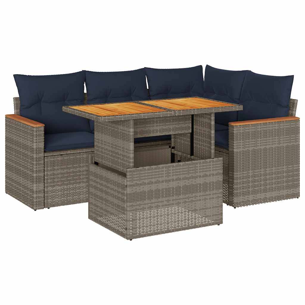 ComfortXL - Petit salon de jardin 5 pcs en résine tressée avec table relevable et rangement intégré Gris – ComfortXL Outdoor Living - Image 2