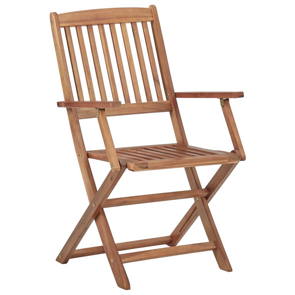 Chaises de jardin pliables bois d'acacia taupe 54 x 57 x 91 cm - PANGIVO - Image 4