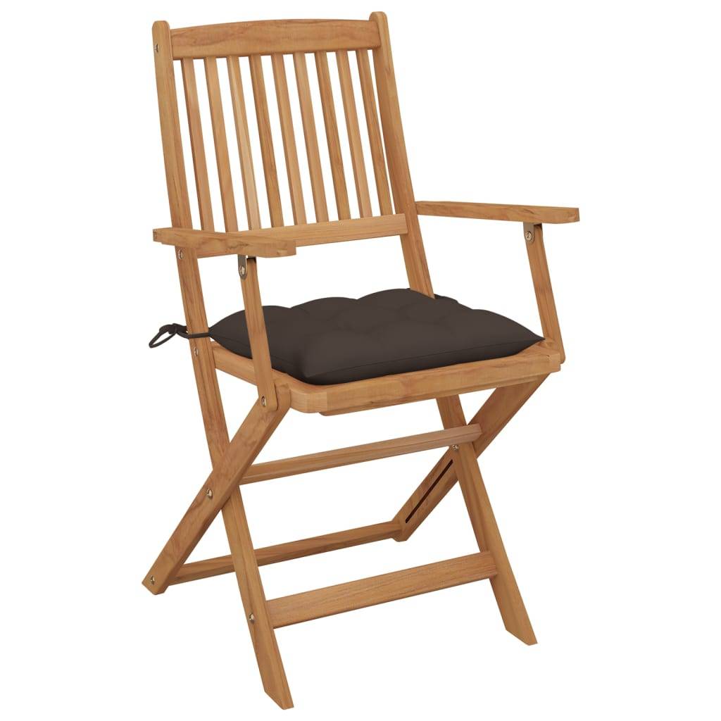 Chaises de jardin pliables bois d'acacia taupe 54 x 57 x 91 cm - PANGIVO - Image 3