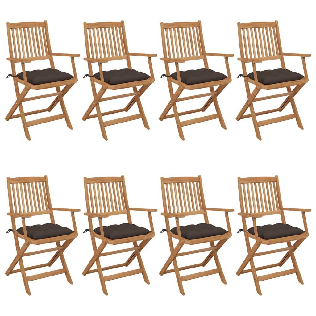Chaises de jardin pliables bois d'acacia taupe 54 x 57 x 91 cm - PANGIVO - Image 1