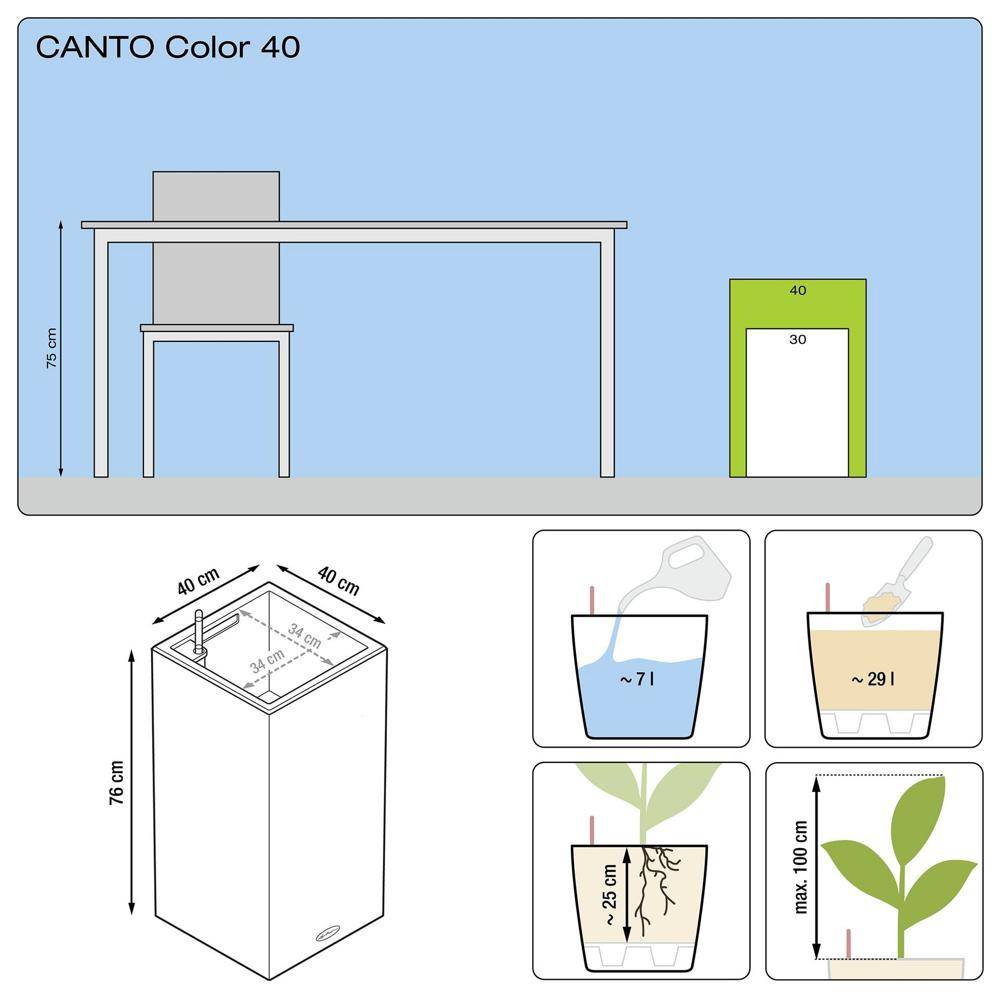 Lechuza - Pot Canto Color 76, gris pierre 7 L 76 cm Lechuza - Imagen 4
