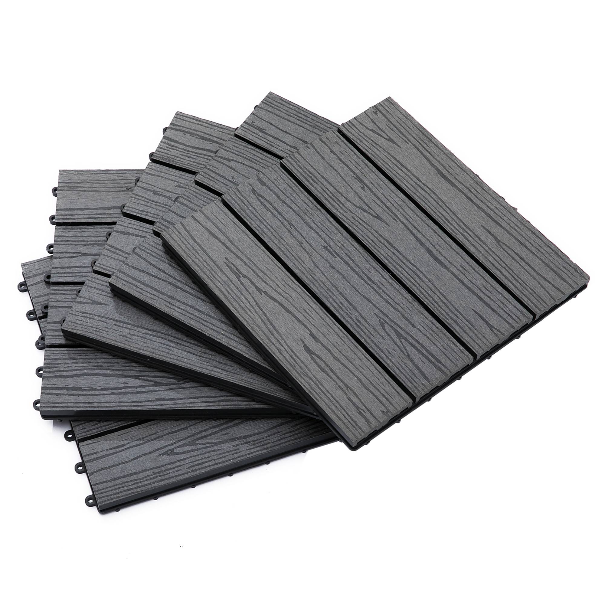 ComfortXL - Dalles terrasse WPC gris 30 x 30 cm lot 11 pour balcon jardin pose clipsable - ComfortXL Outdoor Living