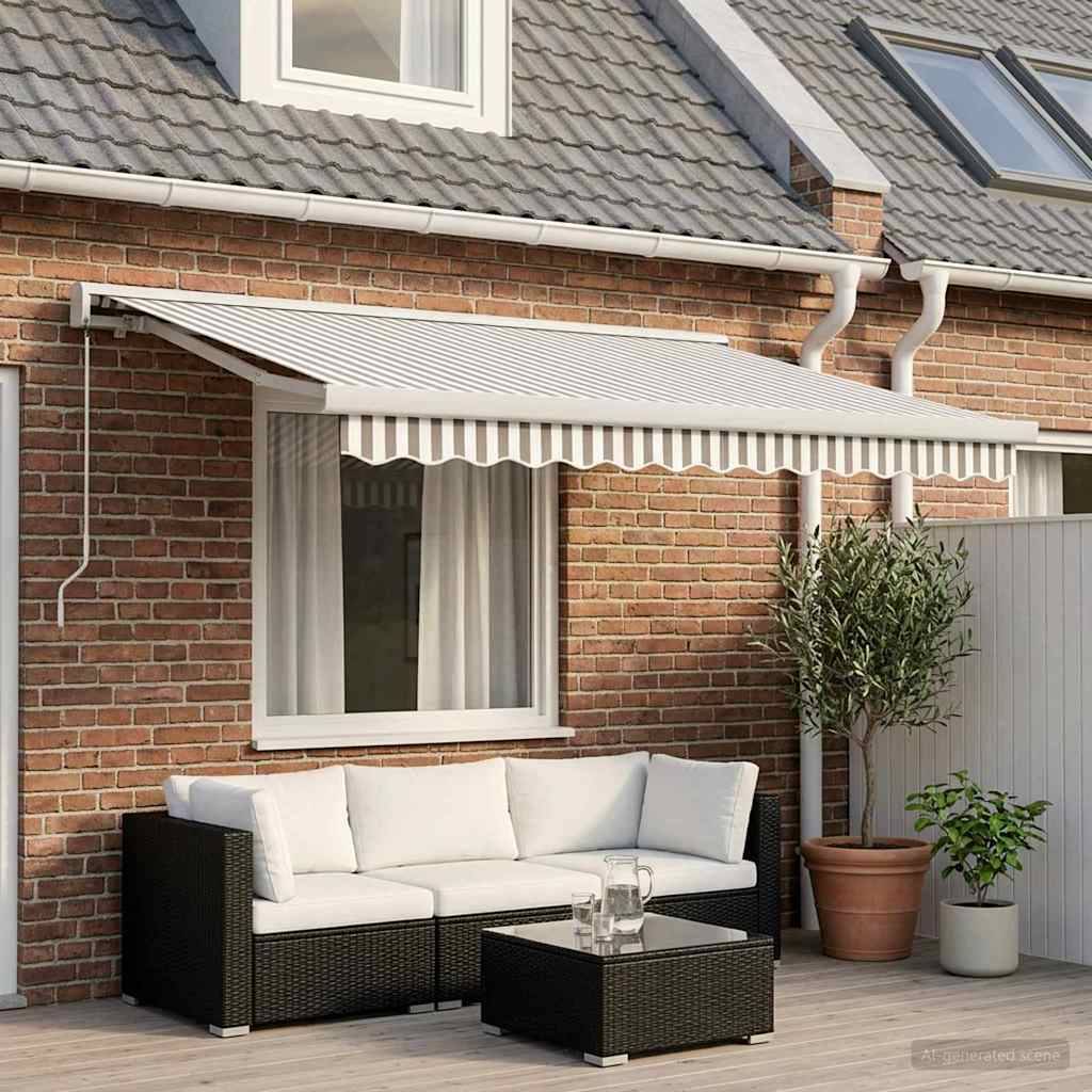 ComfortXL - Store banne manuel toile aluminium pour jardin ombre estivale 350x250 gris clair - ComfortXL Outdoor Living - Image 1
