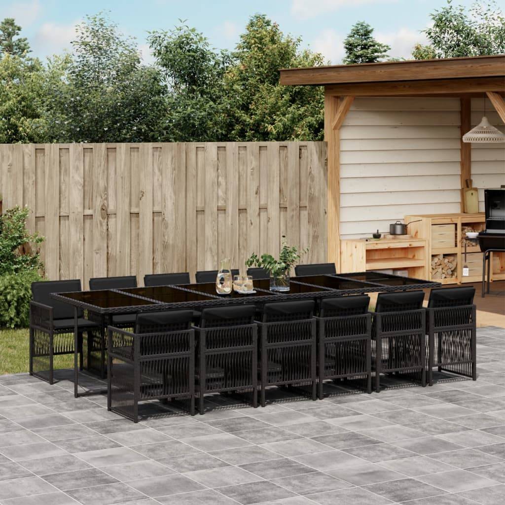 Grande Table de Jardin 330cm et 12 Chaises Noires en Résine Tressée, Salon Encastrable pour 12 Personnes – ComfortXL Outdoor Living - Image 1