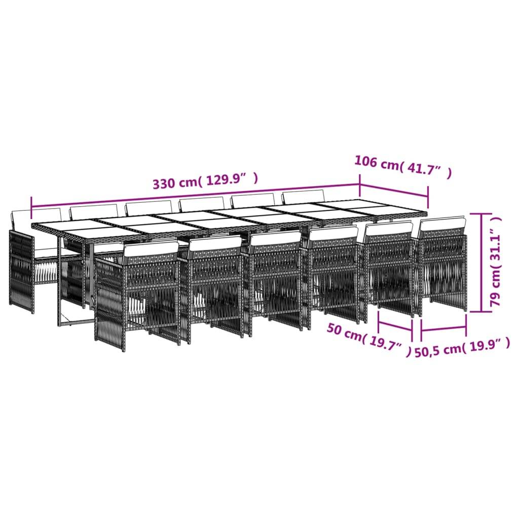 Grande Table de Jardin 330cm et 12 Chaises Noires en Résine Tressée, Salon Encastrable pour 12 Personnes – ComfortXL Outdoor Living - Image 6