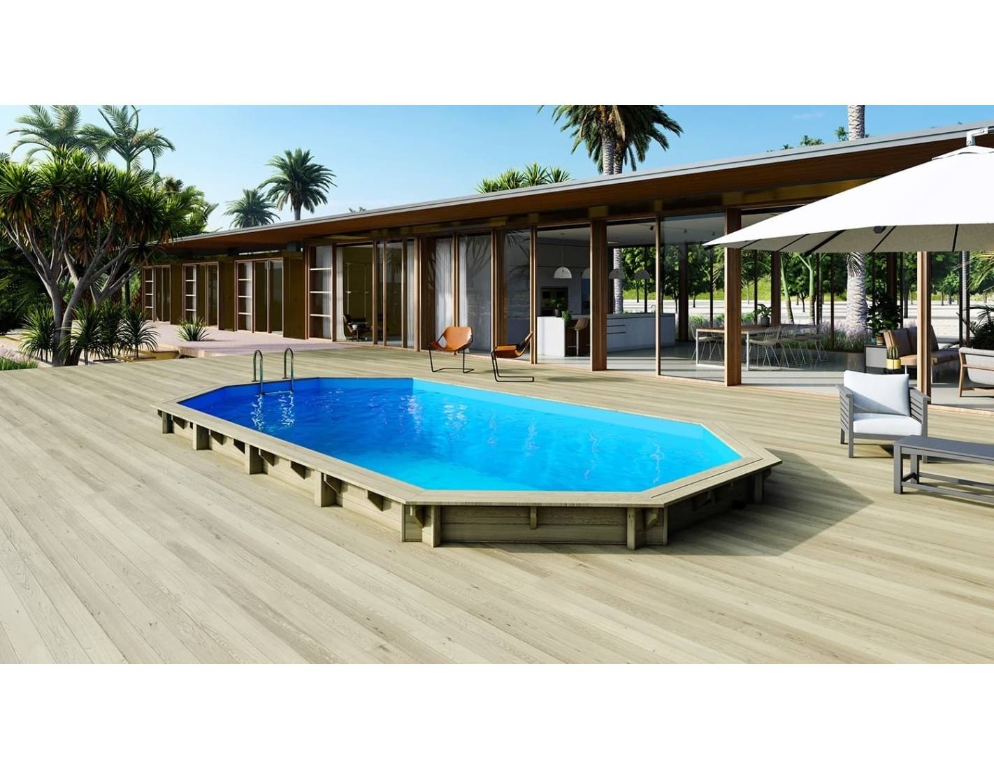Altanka - Piscine en bois 8.57x4.57 - H.1.31 m fixations à sceller - BAS746OSPI+SZA - Imagen 2