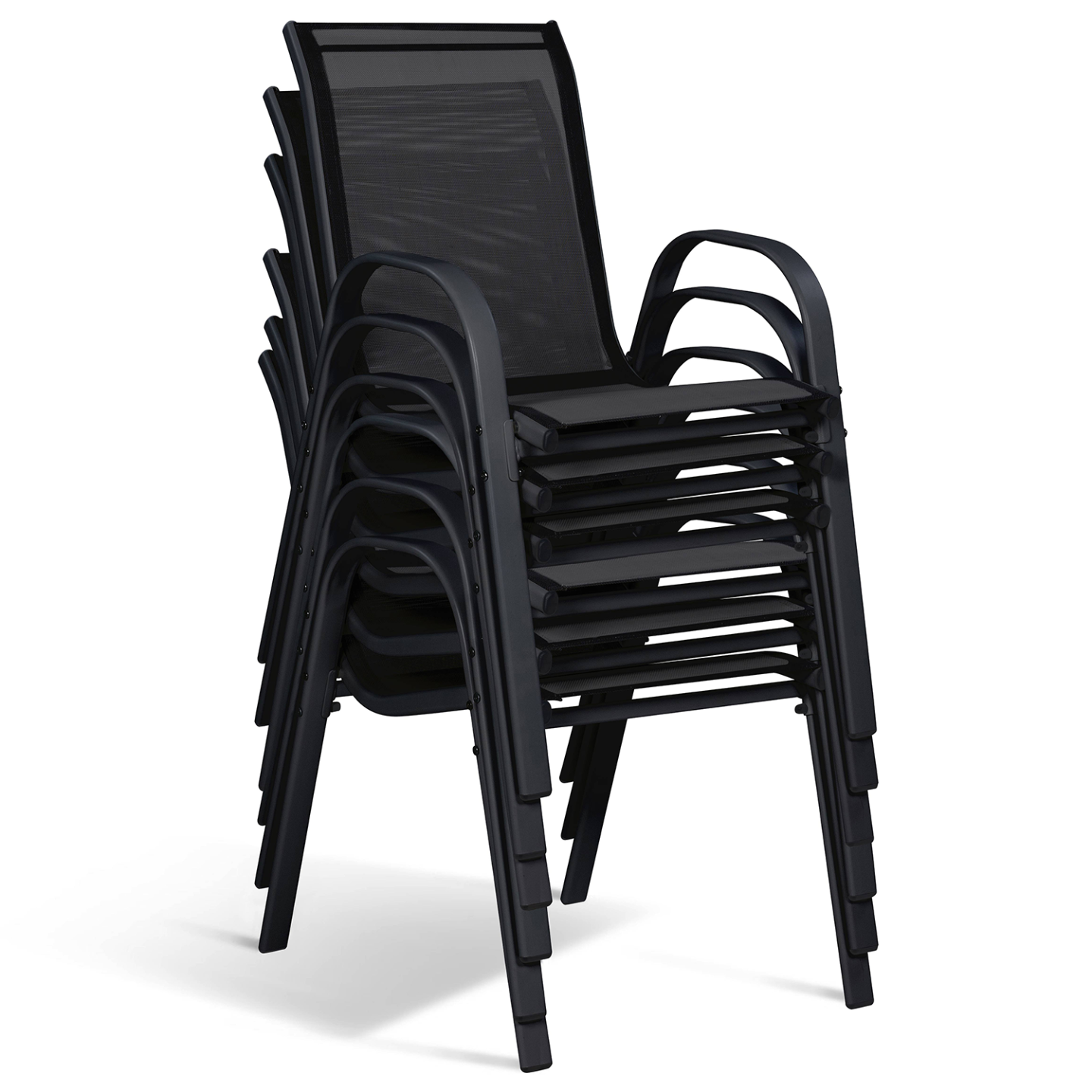 Salon de jardin POLY table extensible 90-180 CM et 8 chaises bois et noir - Image 5