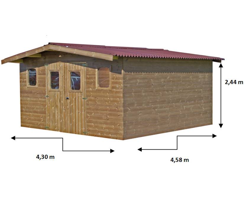 Habrita - Abri THERMABRI madriers sans plancher, toit double pente 19,69 m² Habrita - Imagen 2
