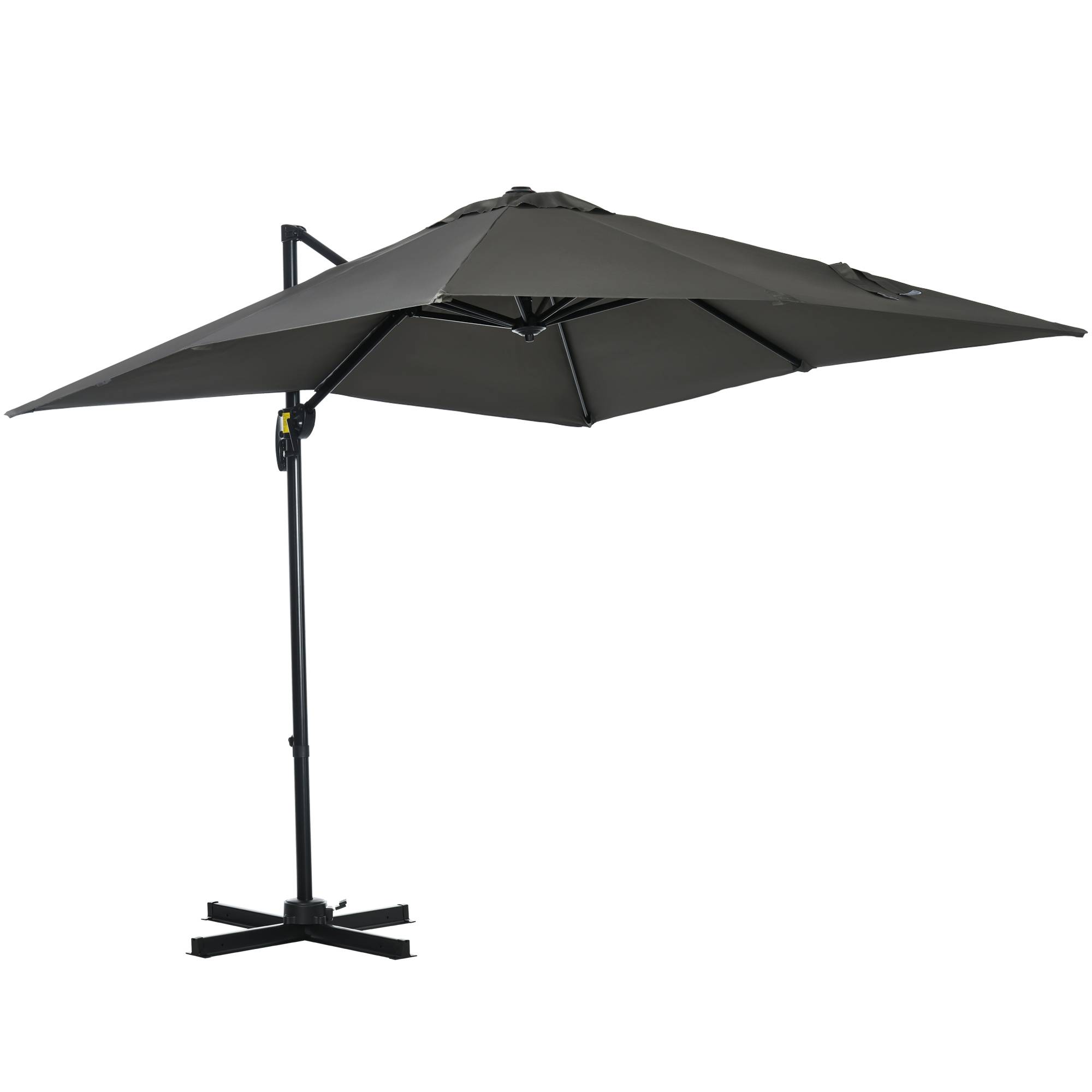 Parasol déporté carré inclinable manivelle avec pied en acier 2,5x2,5l m alu. polyester gris fr310 - Image 1
