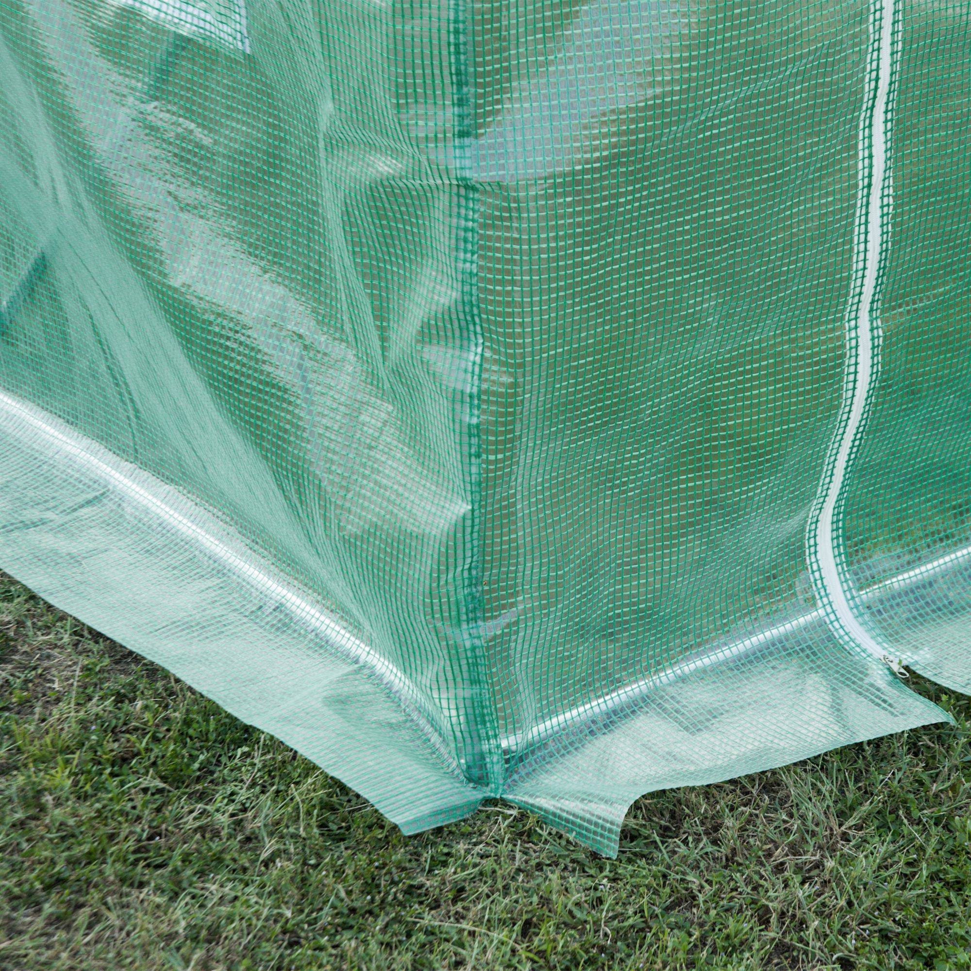Outsunny - Bâche de rechange serre tunnel 6 m², bâche dim. 3L x 2l x 2H m PE anti-UV imperméable 6 fenêtres + porte enroulable zippée vert - Outsunny - Image 8