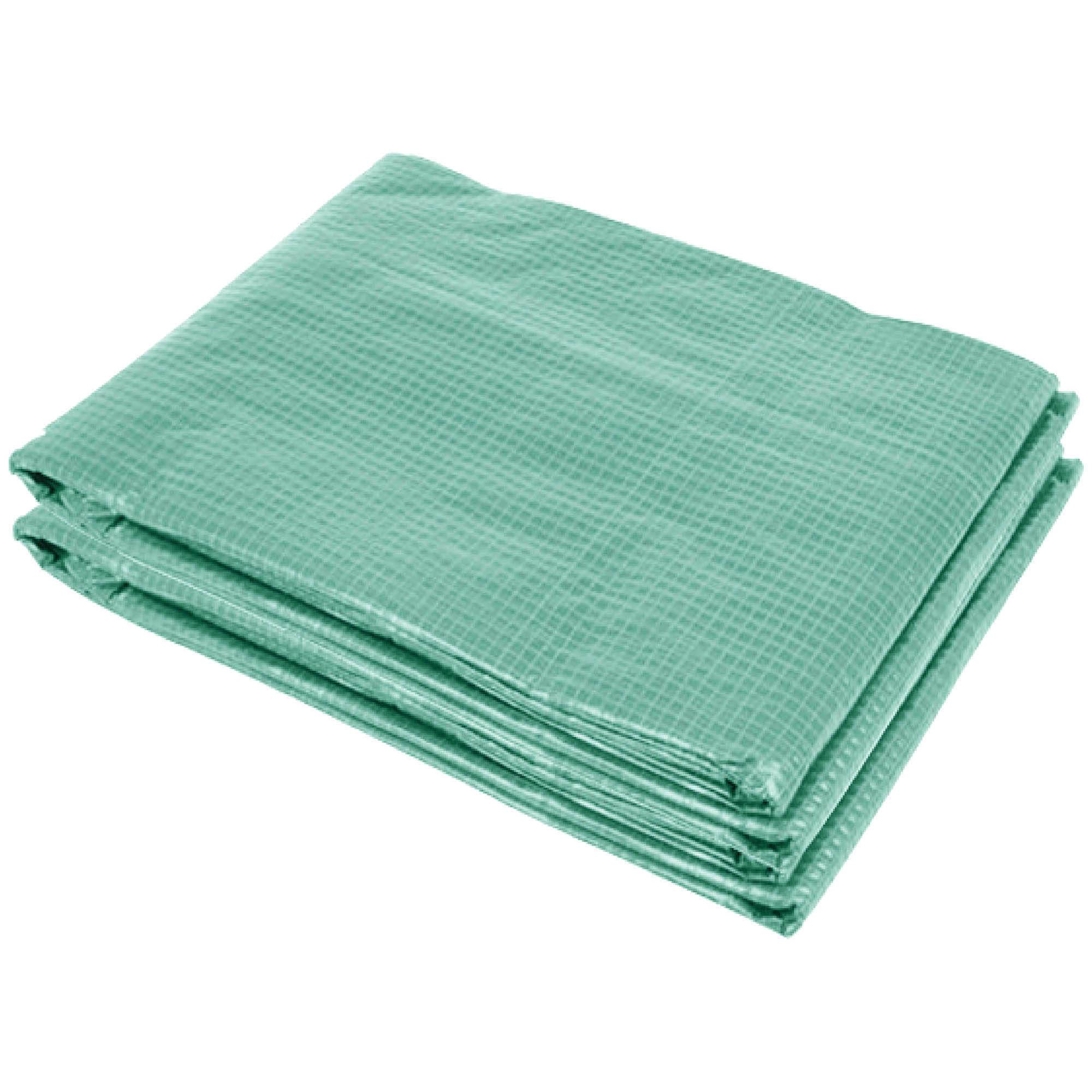 Outsunny - Bâche de rechange serre tunnel 6 m², bâche dim. 3L x 2l x 2H m PE anti-UV imperméable 6 fenêtres + porte enroulable zippée vert - Outsunny - Image 1