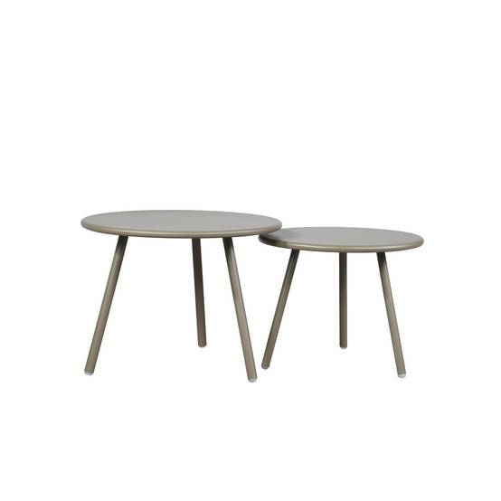 Lot de 2 tables de jardin rondes en acier Marron MARINA - Image 2