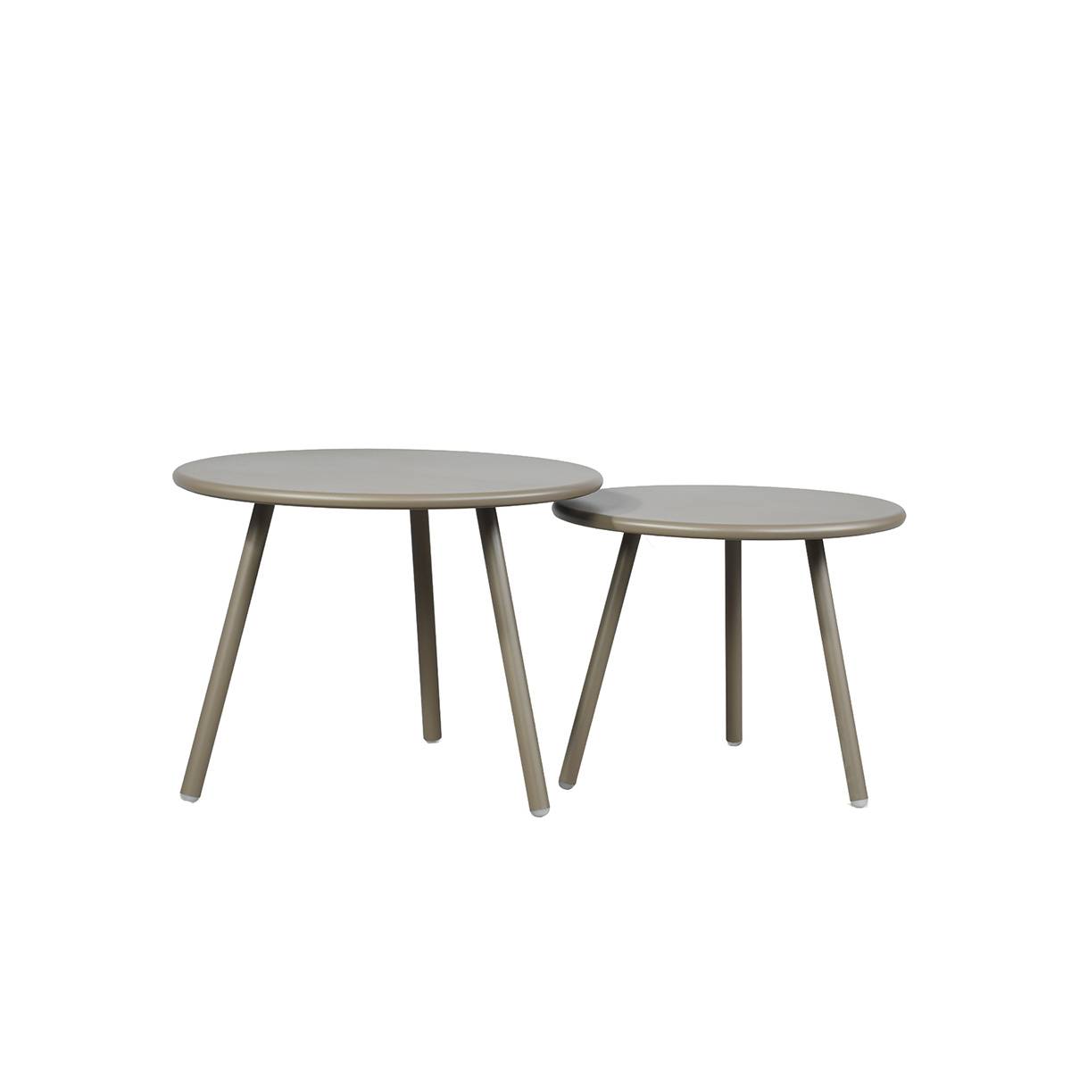 Lot de 2 tables de jardin rondes en acier Marron MARINA - Image 2
