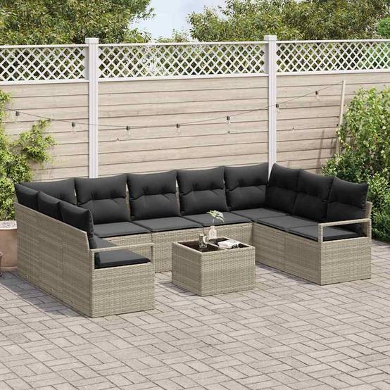 Vidaxl - Ensemble de canapé de jardin 10 pcs Gris clair polyrotin vidaXL 3355221 - Image 4