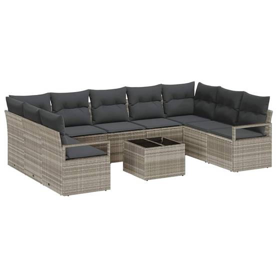 Vidaxl - Ensemble de canapé de jardin 10 pcs Gris clair polyrotin vidaXL 3355221 - Image 2