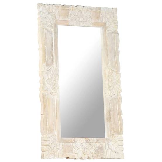 Maison Chic - Miroir - Miroir décoratif Blanc 80x50 cm Bois de manguier massif - Image 7