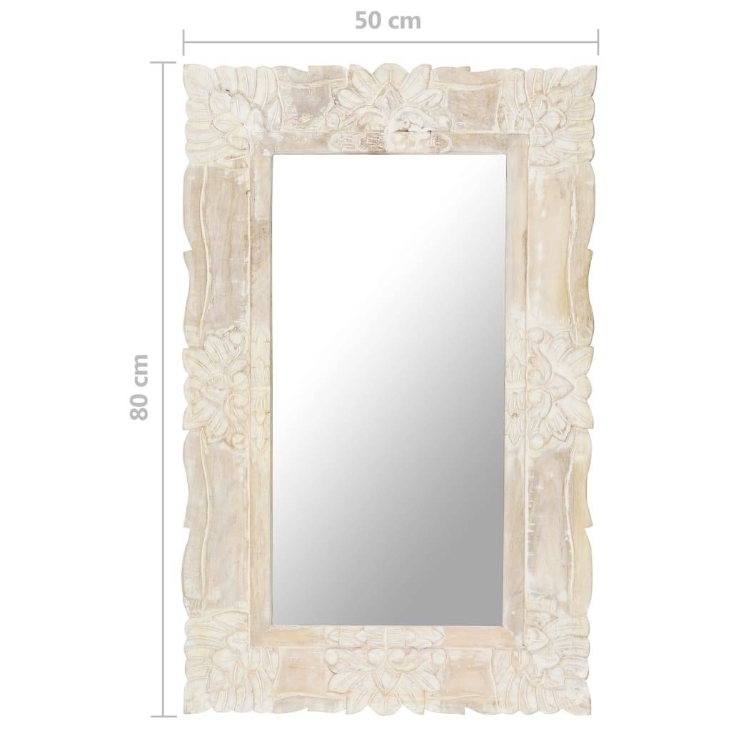 Maison Chic - Miroir - Miroir décoratif Blanc 80x50 cm Bois de manguier massif - Image 6