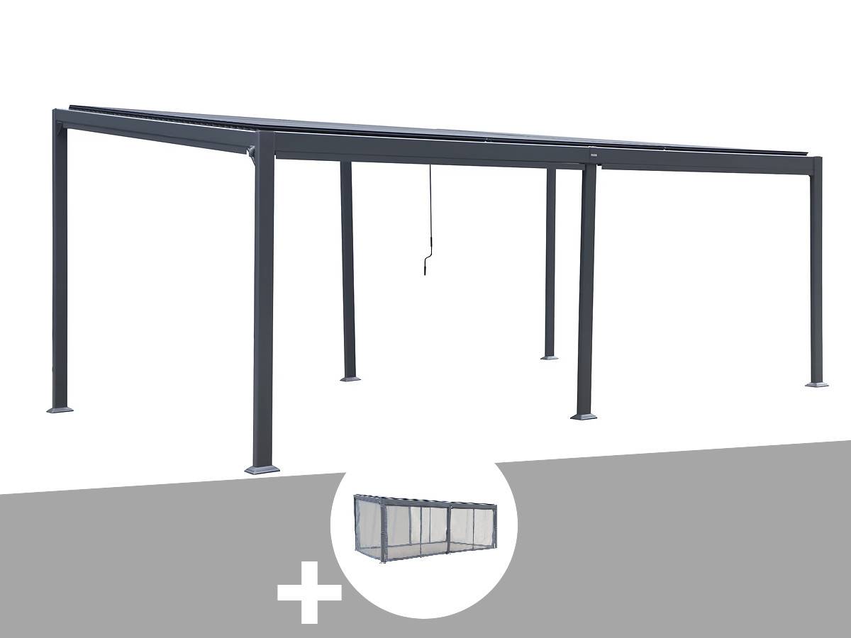 Hesperide - Pergola bioclimatique ... lattes Avila 6 x 3,5 m aluminium graphite + moustiquaires - Hesperide - Imagen 1