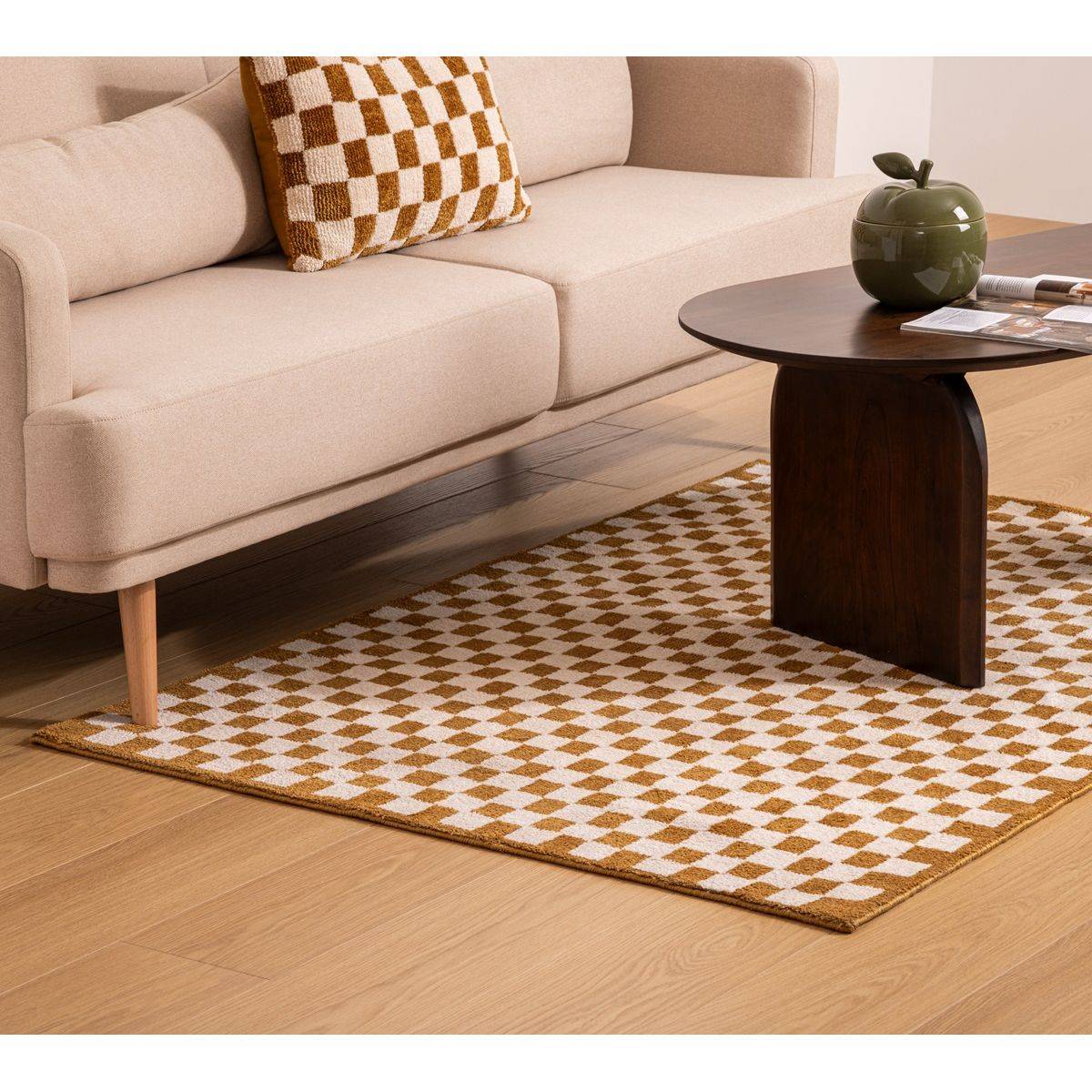 Atmosphera - Tapis décoratif motif Damier tufté Jaune ocre 118 x 170 cm - Imagen 4