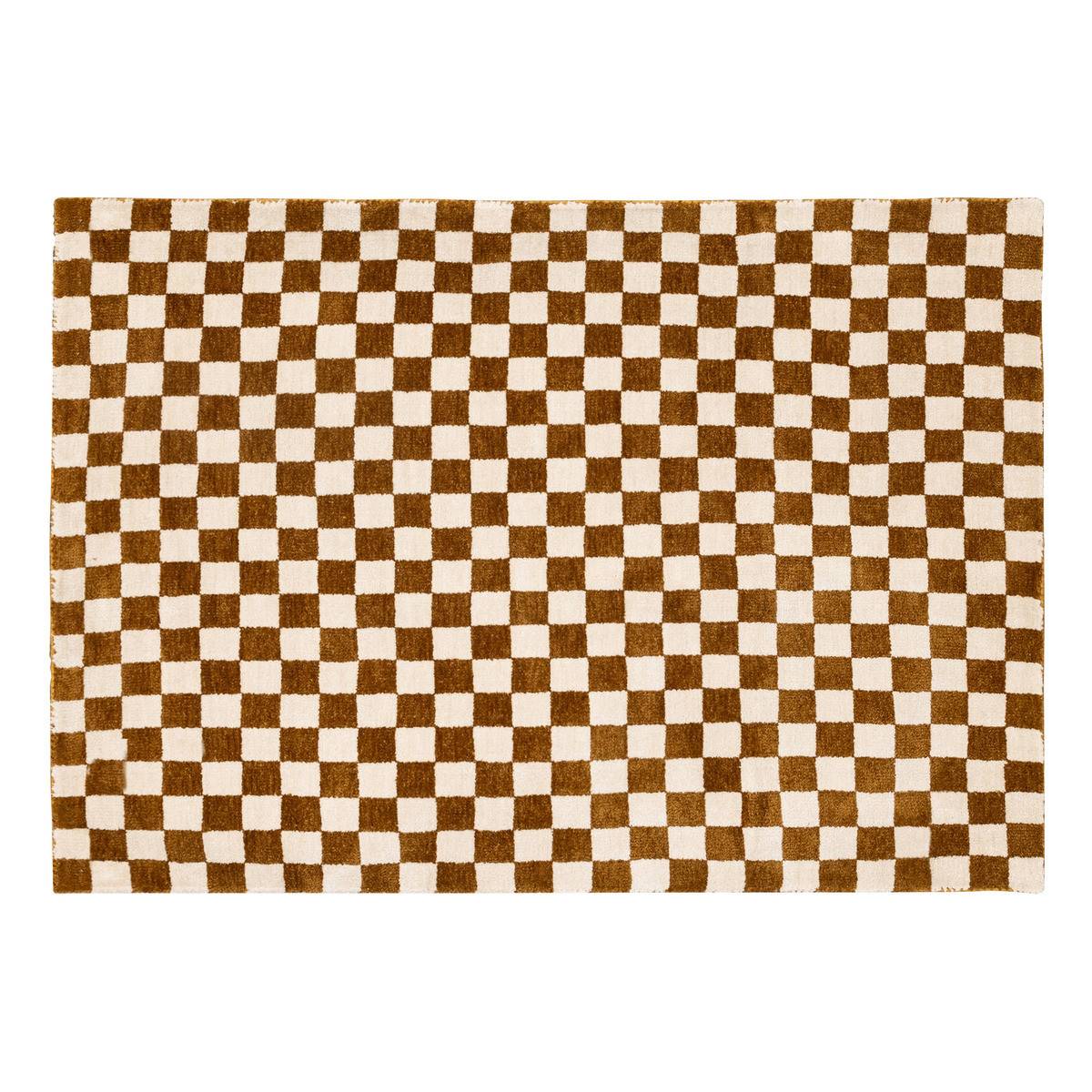 Atmosphera - Tapis décoratif motif Damier tufté Jaune ocre 118 x 170 cm - Imagen 1