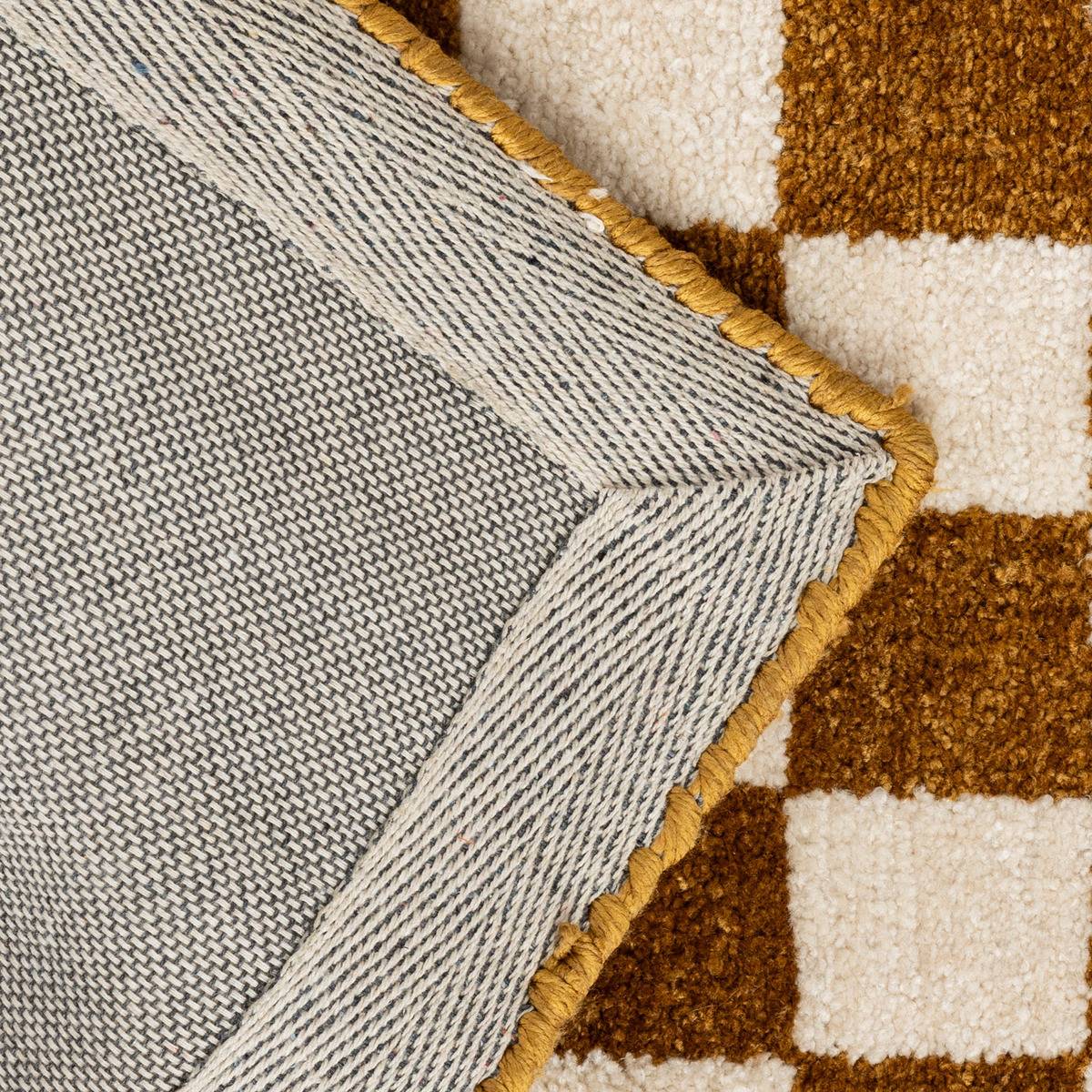 Atmosphera - Tapis décoratif motif Damier tufté Jaune ocre 118 x 170 cm - Imagen 3