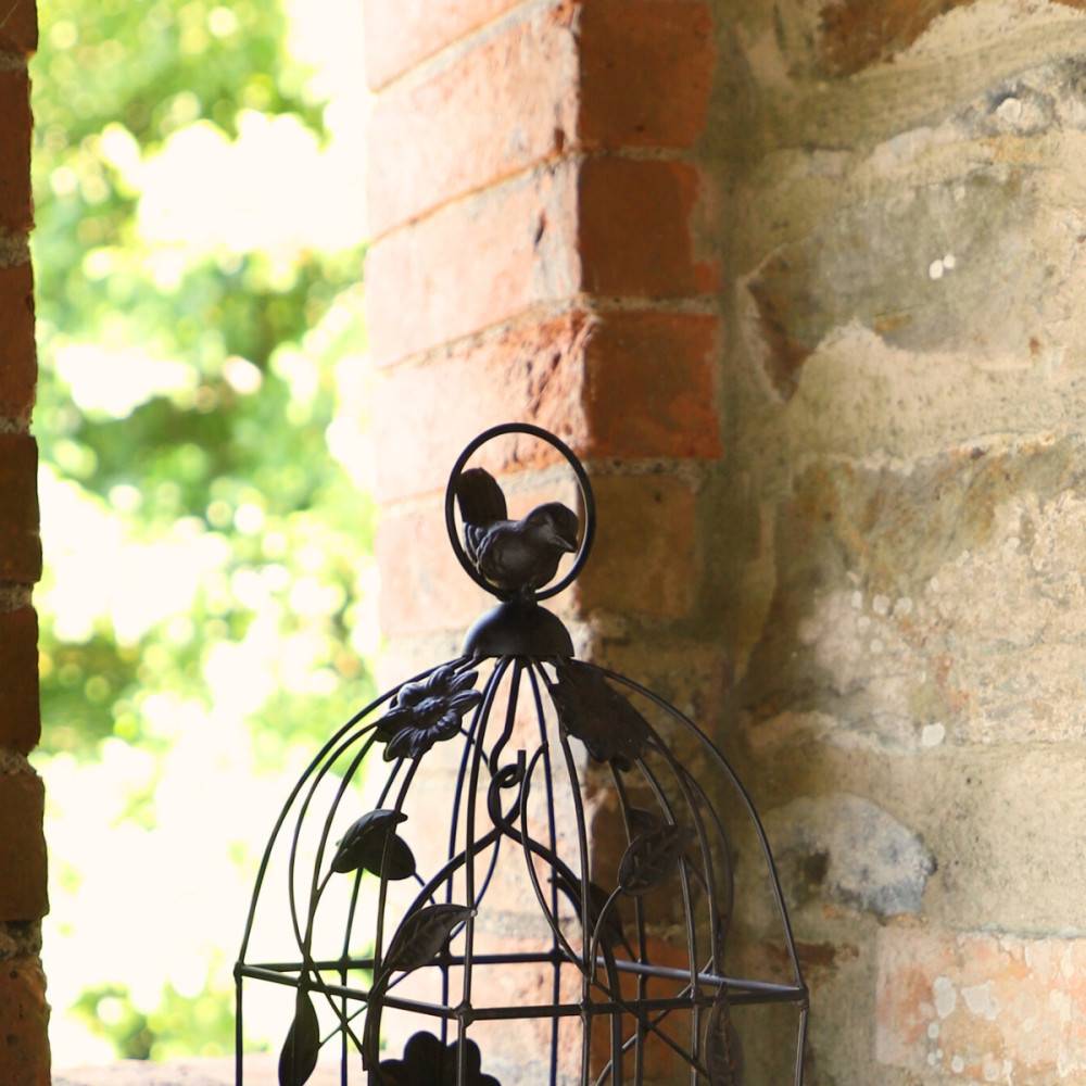 Cage à oiseaux décorative ancienne métal marron 34x13x13cm Chemin de campagne - Imagen 3