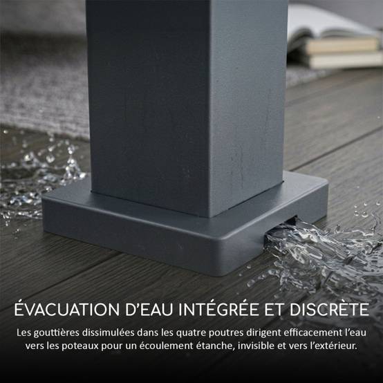 Ombrea - Pergola bioclimatique Ombréa adossée VS 3x4M Anthracite + 1 store 4M anthracite - Image 6