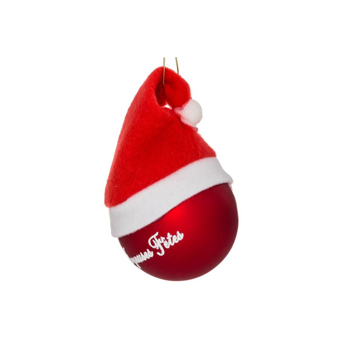 Boule de Noël en Verre "Soir" 6cm Rouge & Blanc
