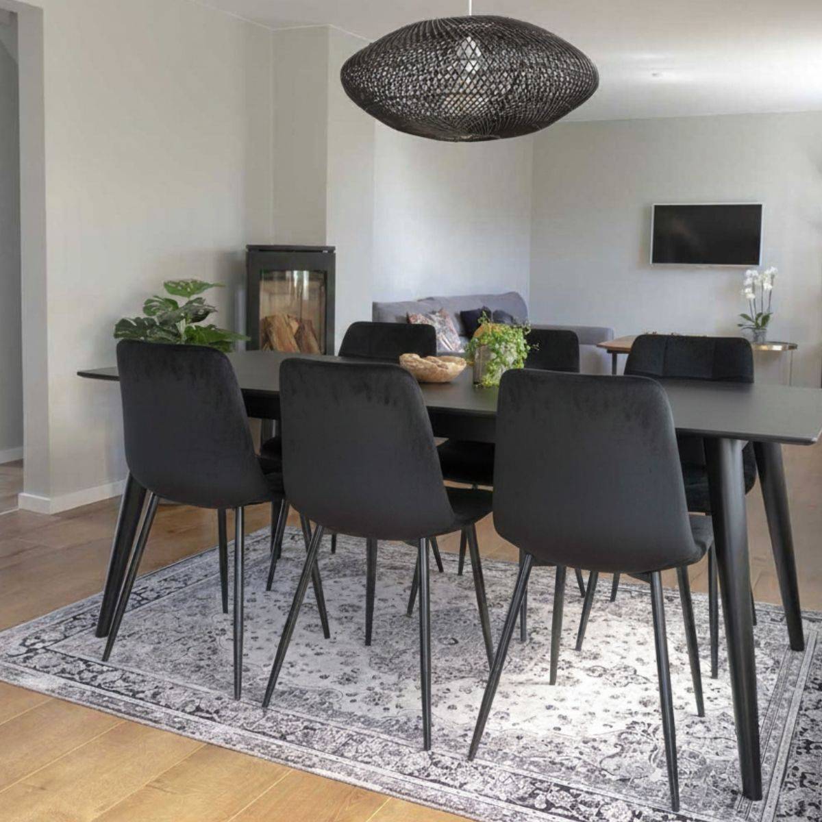 ALTOBUY - Lot de 6 Chaises Velours Noir et Piétement Acier - STRIB - Image 6
