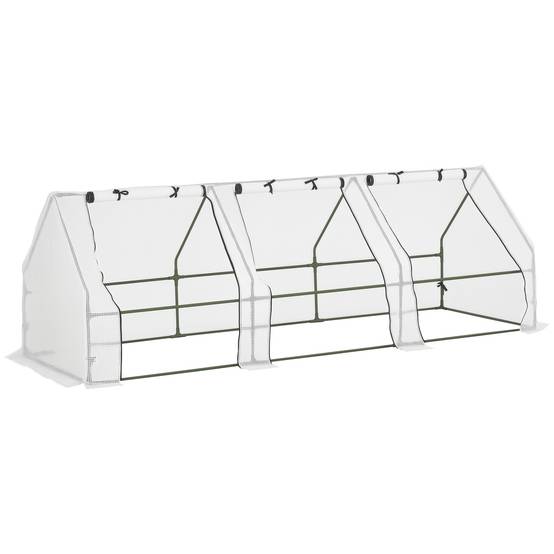 Serre châssis de jardin 270 cm structure acier et bâche PE 3 fenêtres 270x90x90 cm Blanc - ComfortXL Outdoor Living - Image 1