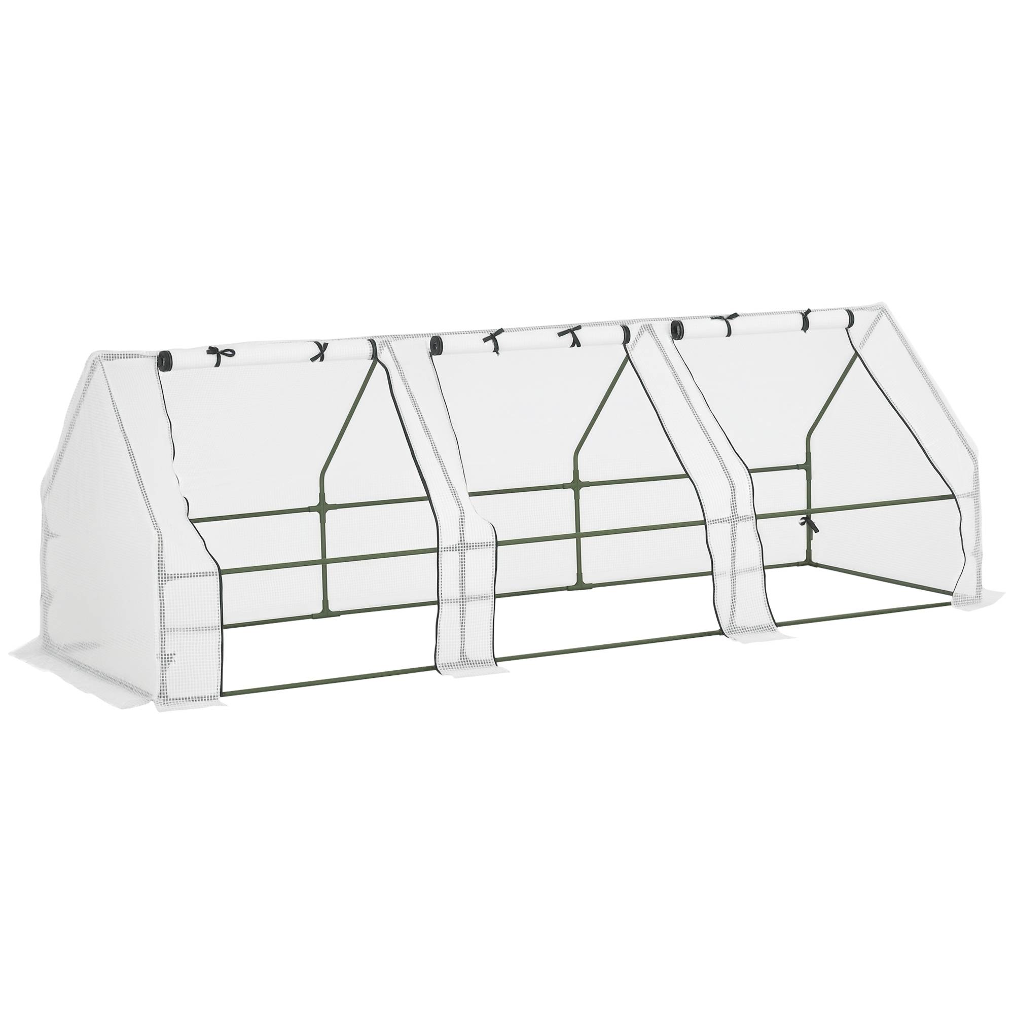Serre châssis de jardin 270 cm structure acier et bâche PE 3 fenêtres 270x90x90 cm Blanc - ComfortXL Outdoor Living - Image 1