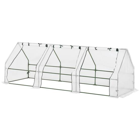 Serre châssis de jardin 270 cm structure acier et bâche PE 3 fenêtres 270x90x90 cm Blanc - ComfortXL Outdoor Living - Image 2