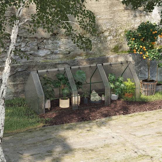 Serre châssis de jardin 270 cm structure acier et bâche PE 3 fenêtres 270x90x90 cm Blanc - ComfortXL Outdoor Living - Image 3