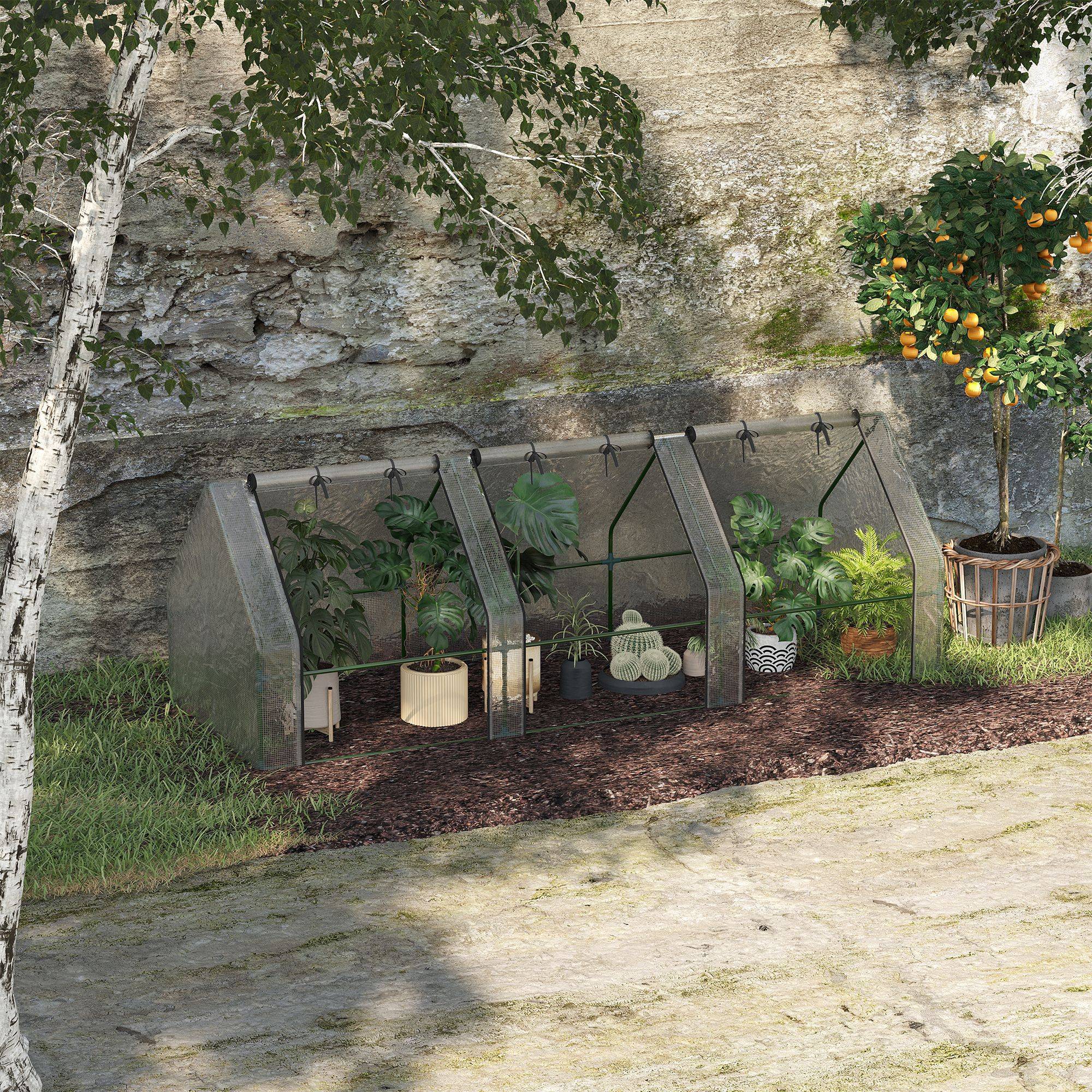 Serre châssis de jardin 270 cm structure acier et bâche PE 3 fenêtres 270x90x90 cm Blanc - ComfortXL Outdoor Living - Image 3