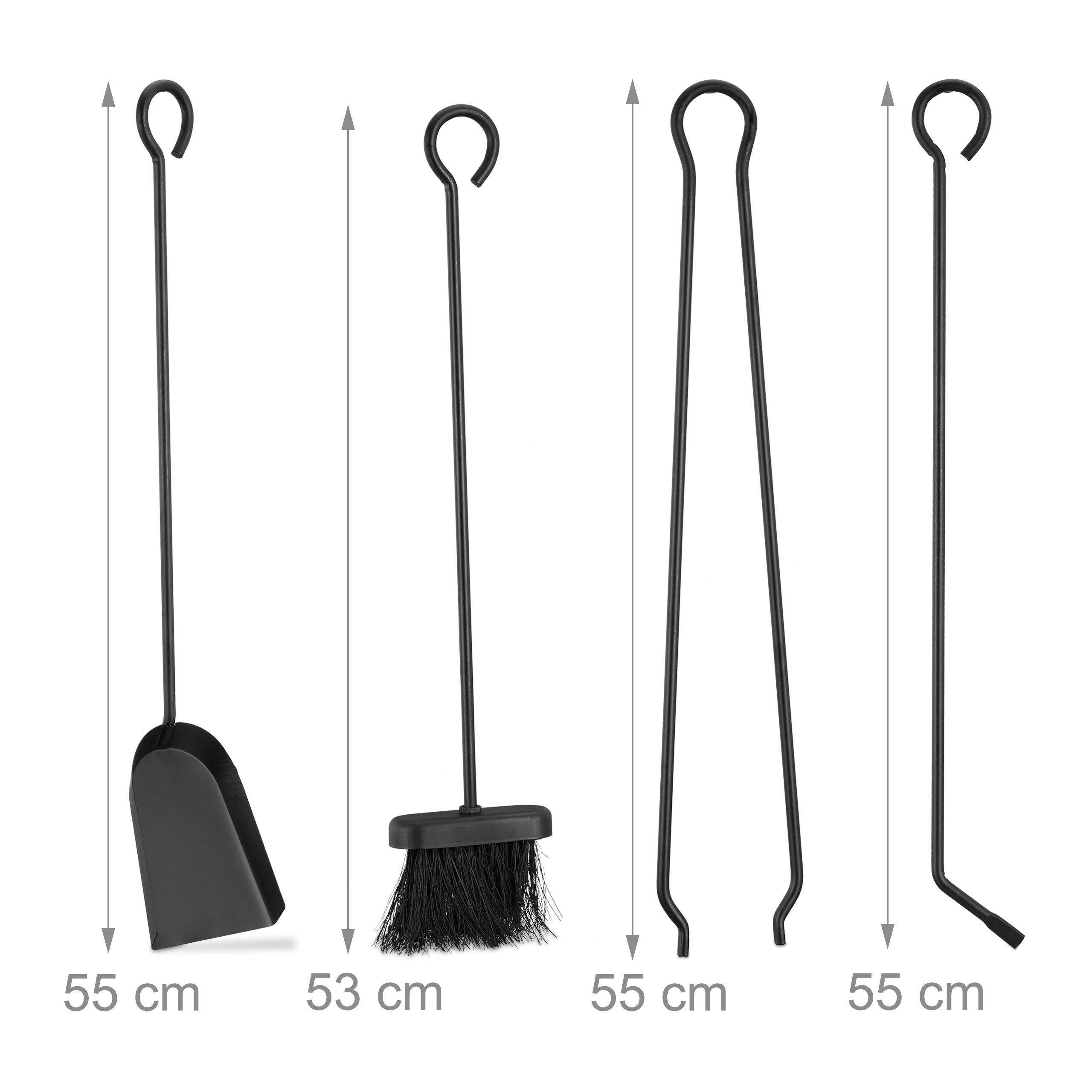Helloshop26 - Ensemble serviteur de cheminée 5 pièces accessoire acier pince pelle balai tisonnier noir - Imagen 3
