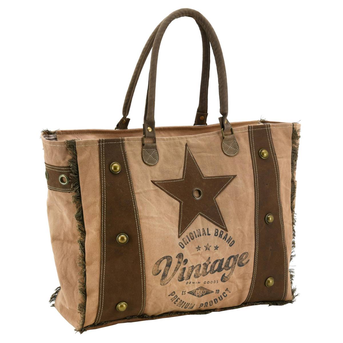 Aubry Gaspard - Sac en coton et cuir de buffle Vintage - Imagen 1